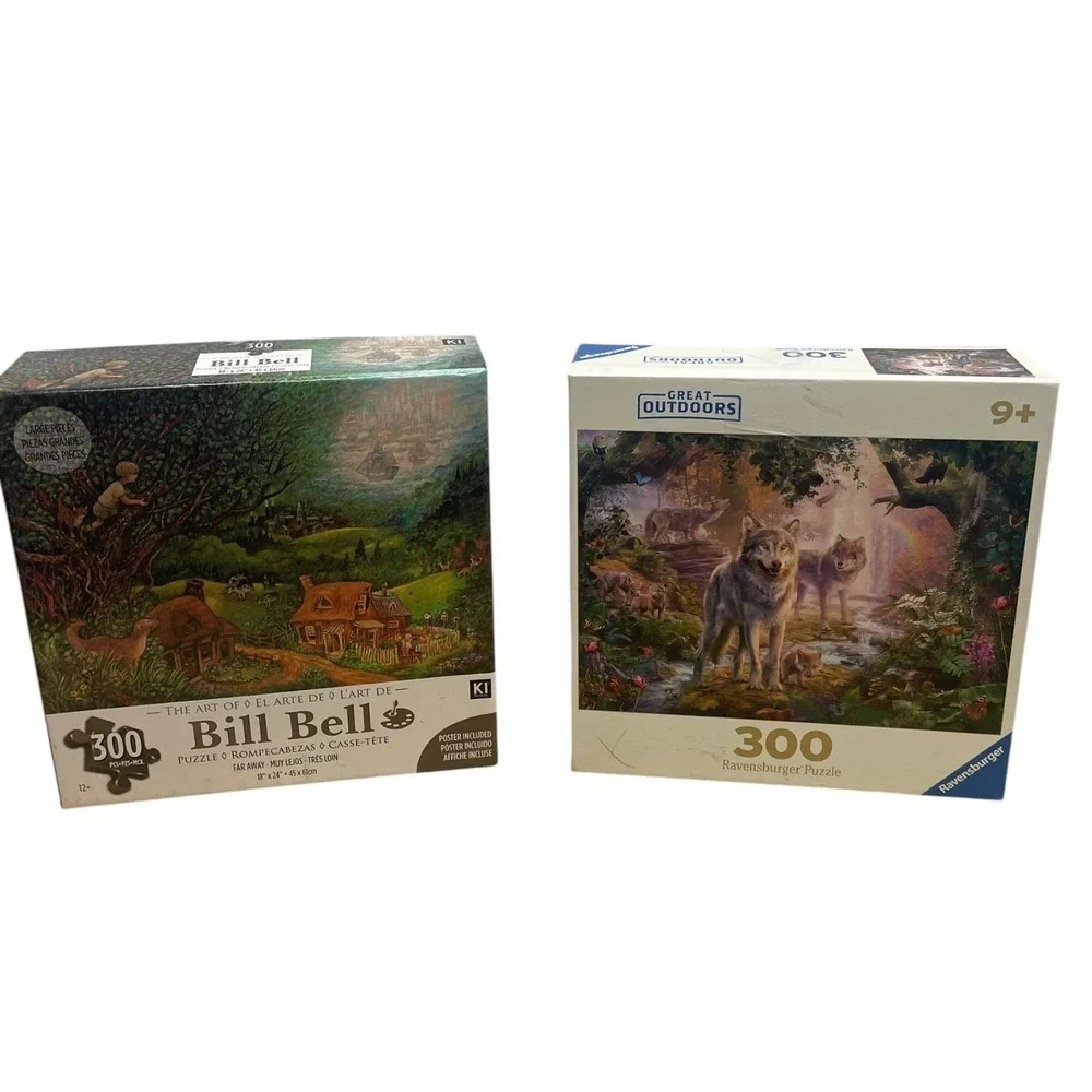 Ravensburger and KI LOT 300-Piece Jigsaw Puzzle Great Outdoors Wolves Bill Bell